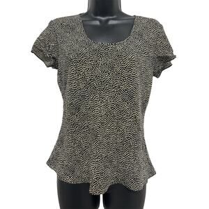 Jones New York 100% Silk Blouse Black Ivory Dot Print | Size 10